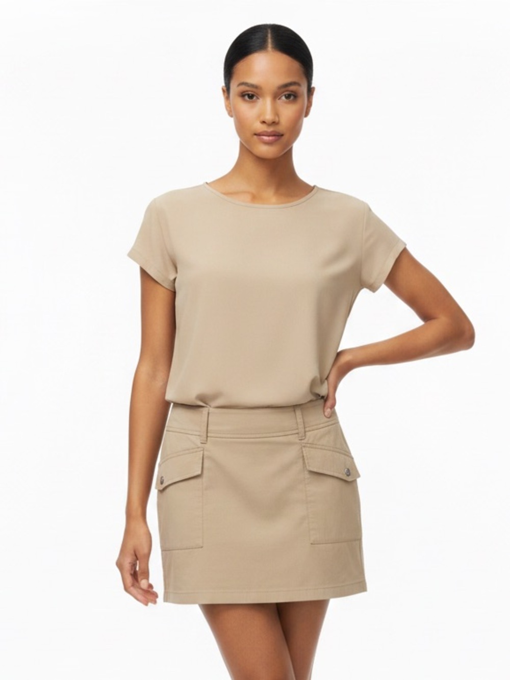 Athleta Trekkie Skort Tan Khaki Ripstop Hiking Outdoor Skirt‎ Womens Size 12